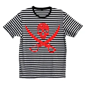 Pirates Press Records - Pirate Logo - Red On Black & White - T-Shirt