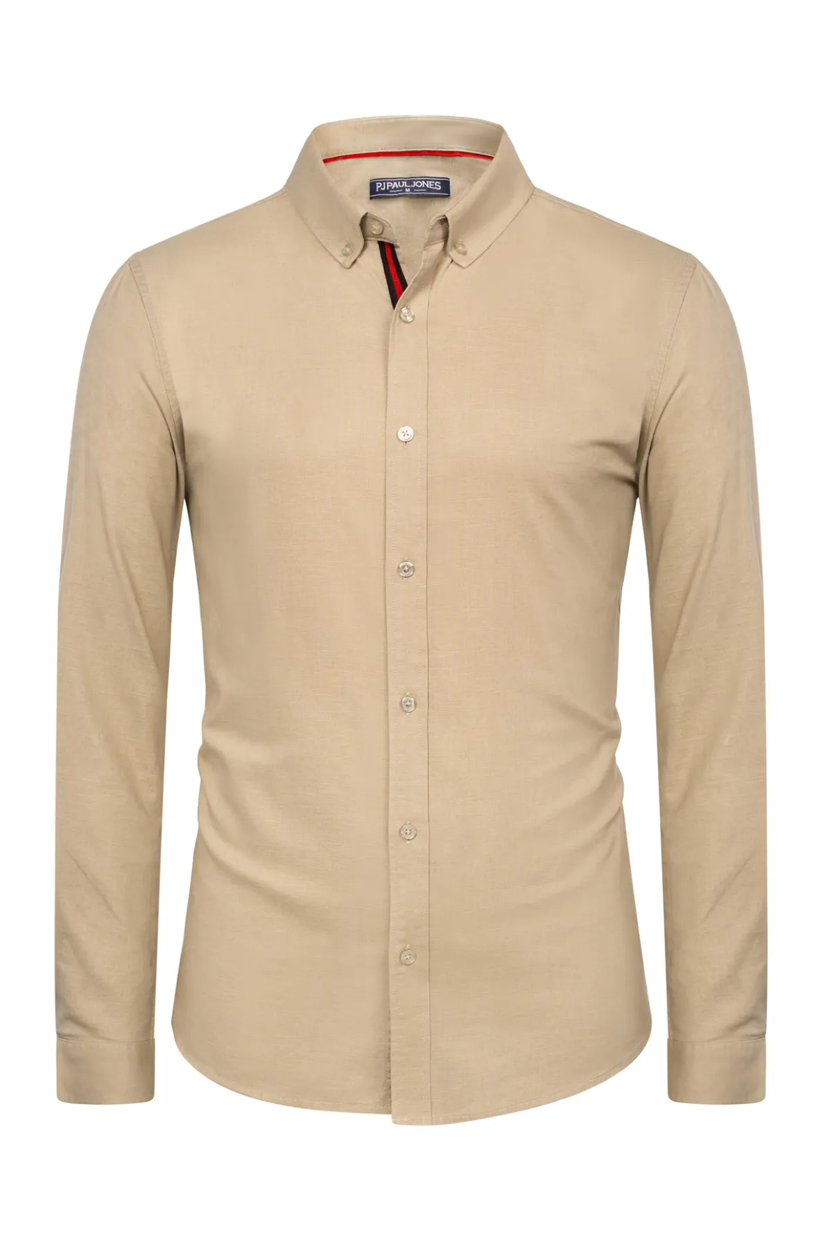 PJ Men Breathable Cotton & Linen Shirt Long Sleeve Button-Down Collar Tops