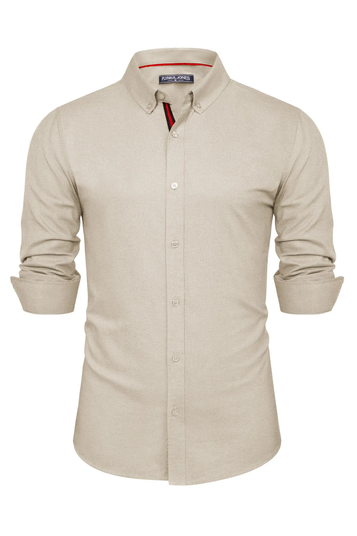 PJ Men Breathable Cotton & Linen Shirt Long Sleeve Button-Down Collar Tops