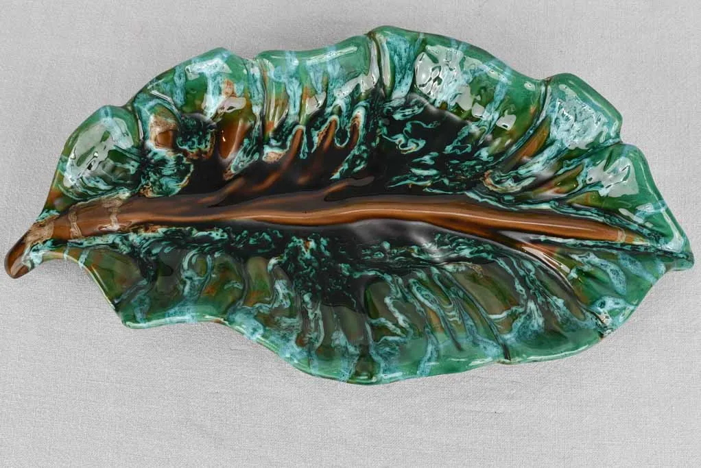 Platter, ceramic, leaf-shaped, large 11" x 20¾"