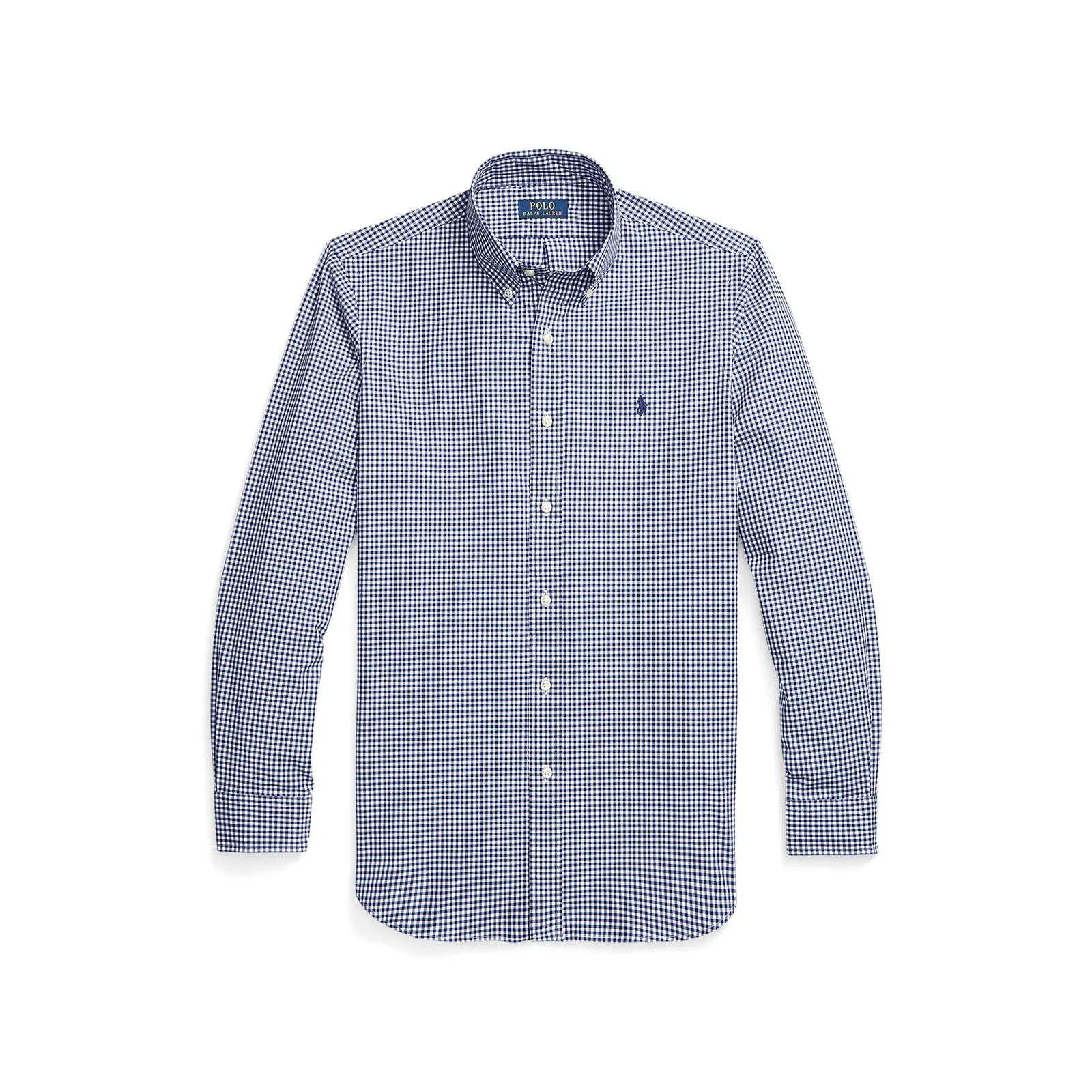 Poplin Stretch Custom Fit Shirt - Gingham  - Navy & White