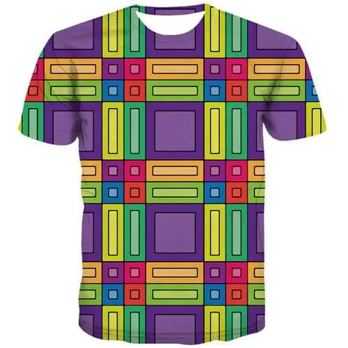 Psychedelic T-shirt Men Cartoon T shirts Funny Geometric Tshirts Novelty Colorful T-shirts 3d Harajuku Shirt Print Short Sleeve