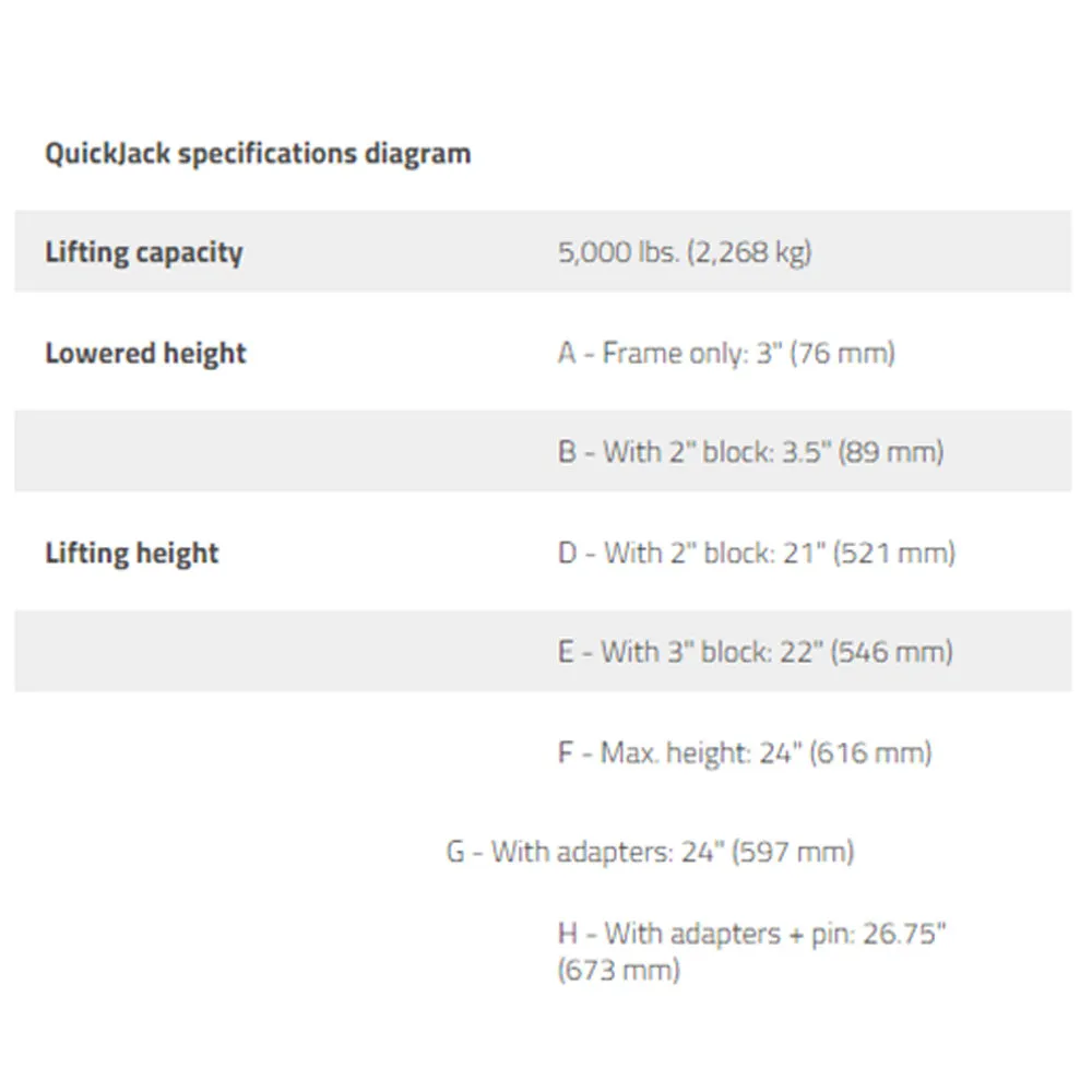 QuickJack 5000TLX Extended-Length Portable Chair Lift - Low Voltage