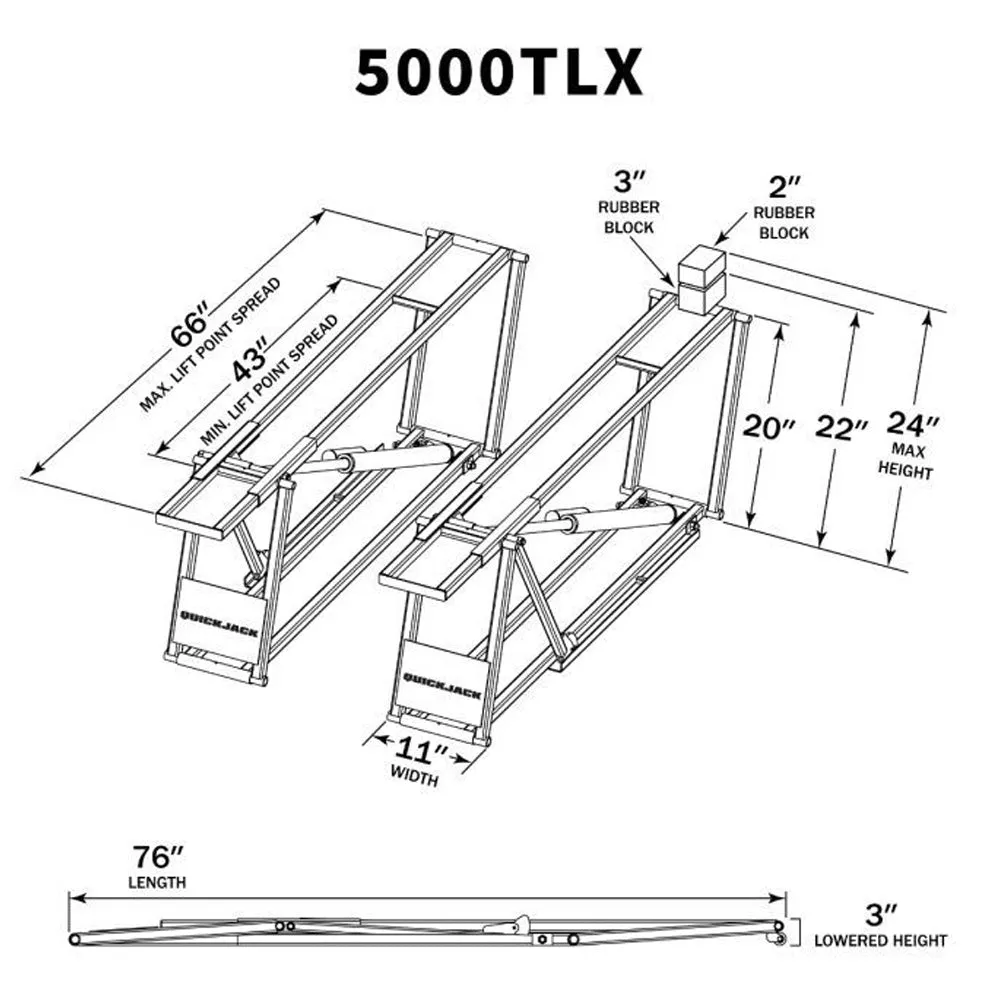 QuickJack 5000TLX Extended-Length Portable Chair Lift - Low Voltage