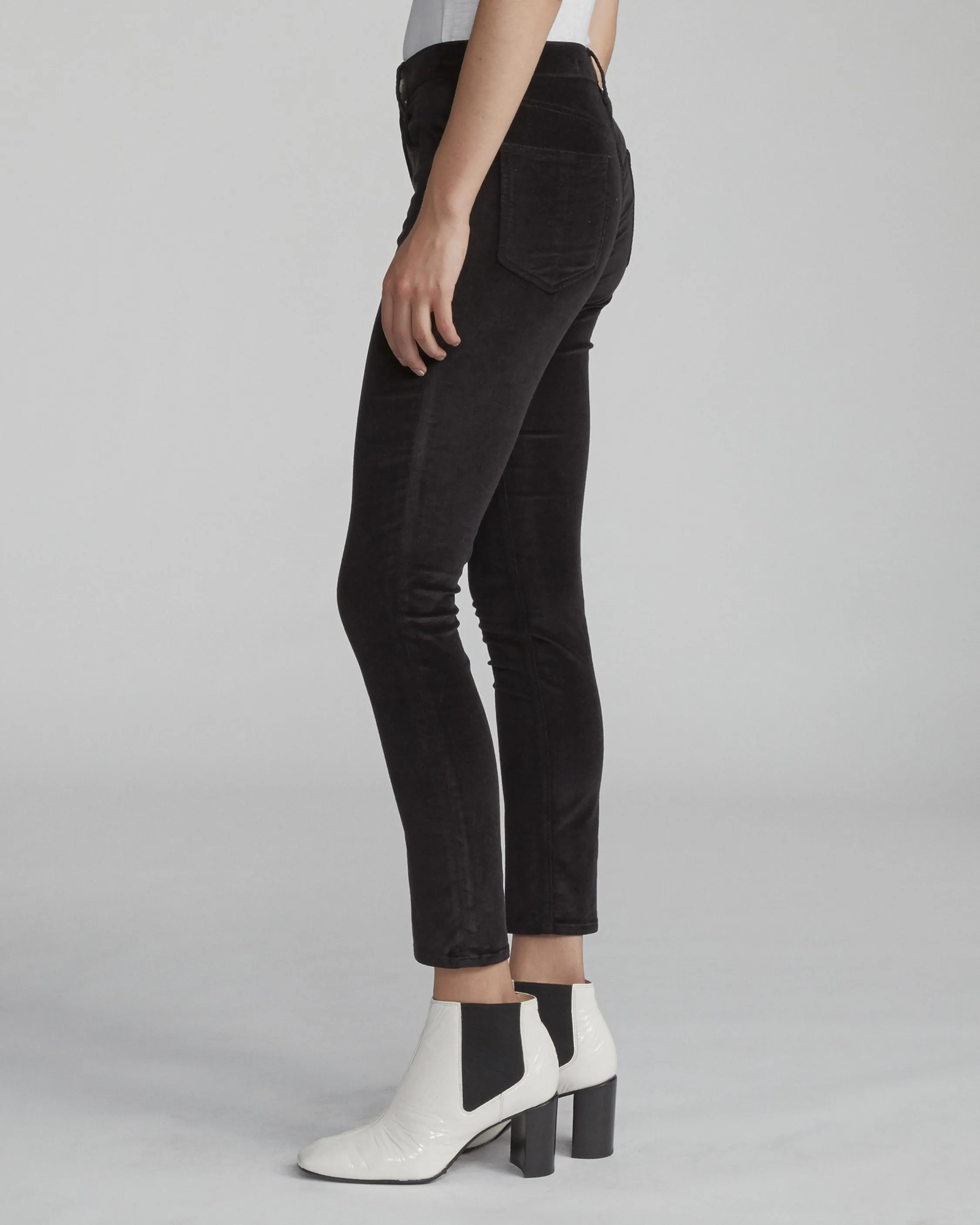 Rag & Bone -  High Rise Velvet Skinny Black Jeans