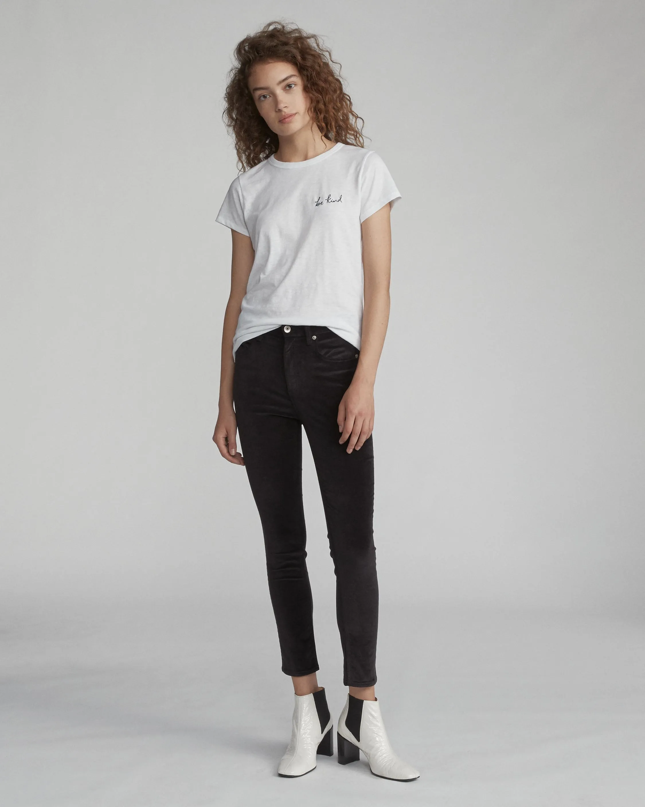 Rag & Bone -  High Rise Velvet Skinny Black Jeans