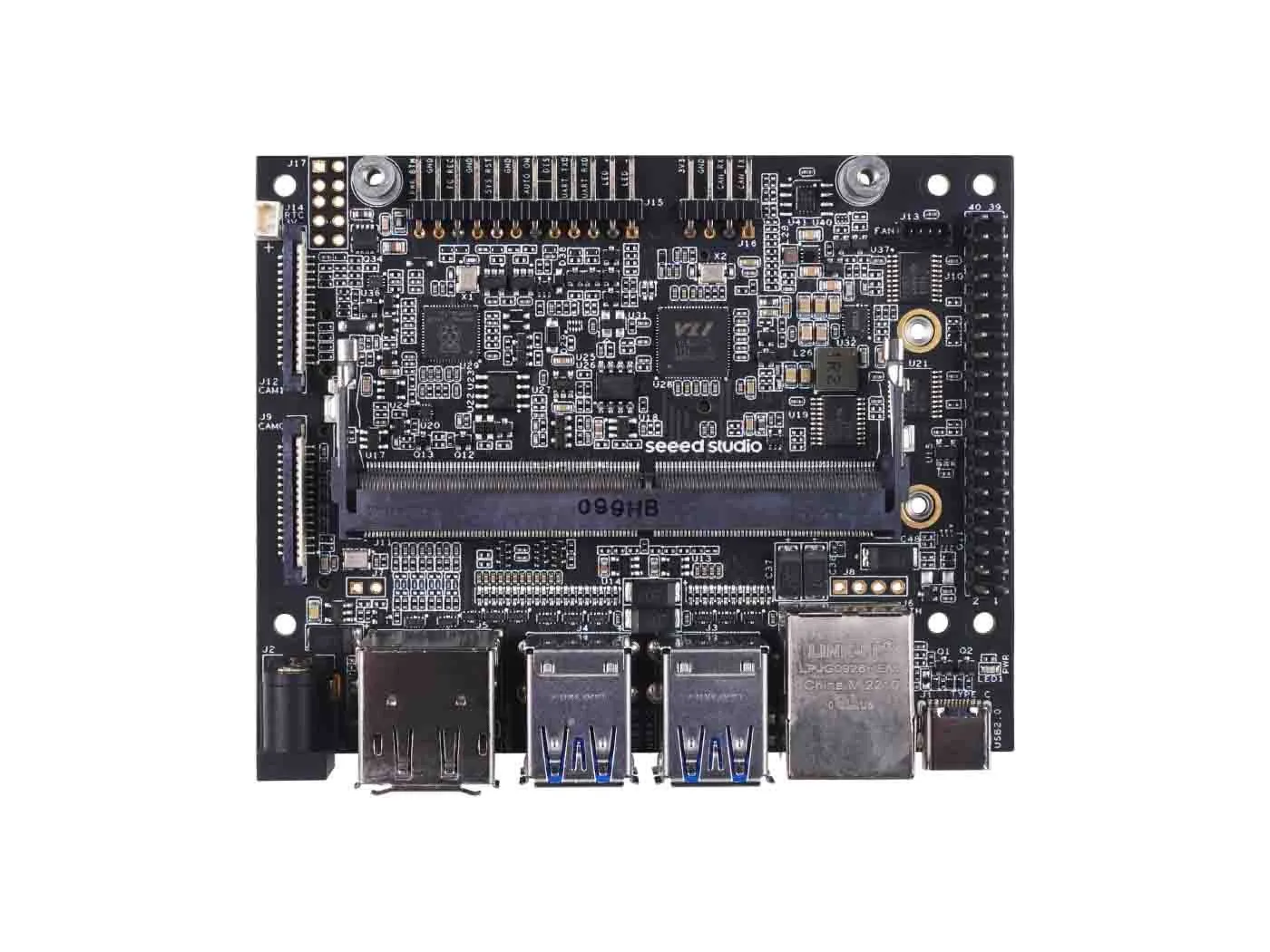 reComputer J202 - carrier Board for Jetson Nano/Xavier NX/TX2 NX, with 4xUSB, M.2 Key M,E same size of NVIDIA® Jetson Xavier™ NX Dev Kit carrier board (Power adapter included)