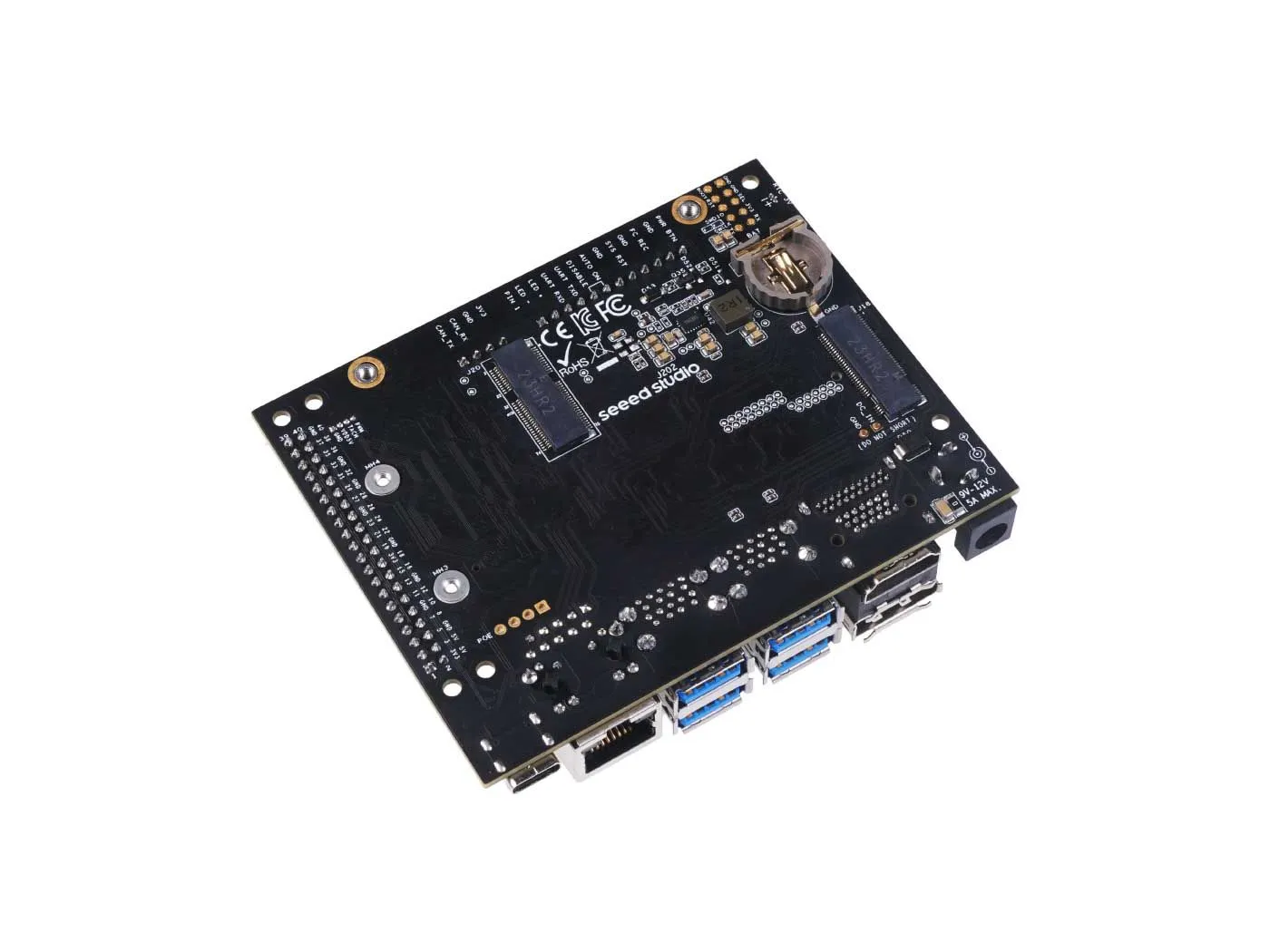 reComputer J202 - carrier Board for Jetson Nano/Xavier NX/TX2 NX, with 4 USB, M.2 Key M,E, same size of NVIDIA® Jetson Xavier™ NX Dev Kit carrier board