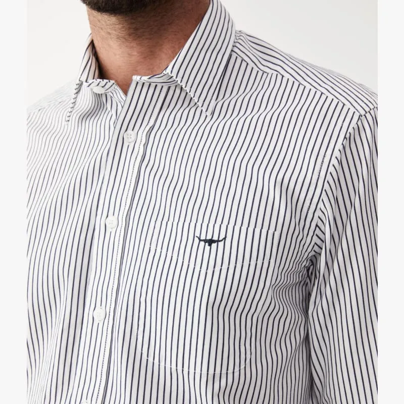 R.M.Williams - Collins Shirt - Stripe - White & Navy