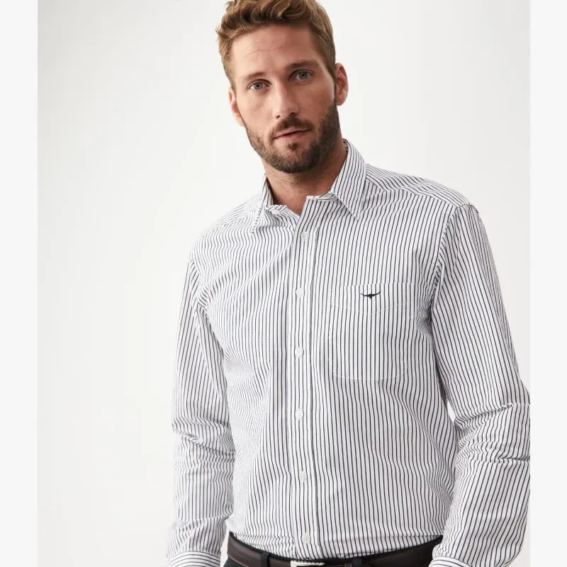 R.M.Williams - Collins Shirt - Stripe - White & Navy