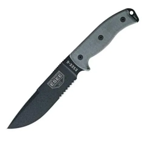 Serrated Clip point Black sheath