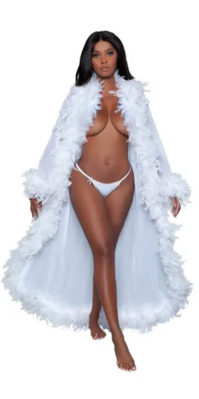 Sexy Long Boa Glamour Robe in White