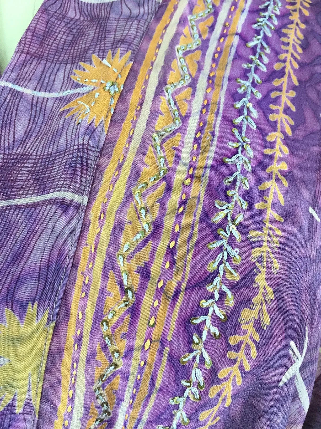 Silk Kimono Cardigan / Vintage Indian Sari / Purple & Orange Floral