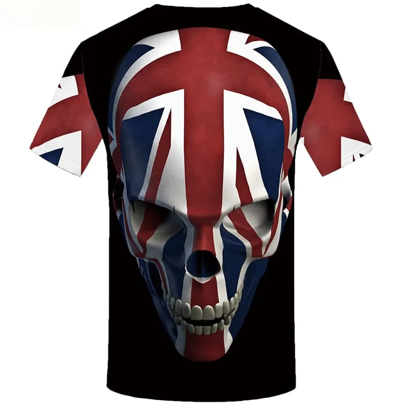 Skull T shirts Men Black Tshirts Cool Gothic T-shirts 3d Punk Rock T shirts Funny United Kingdom Tshirt Anime Short Sleeve