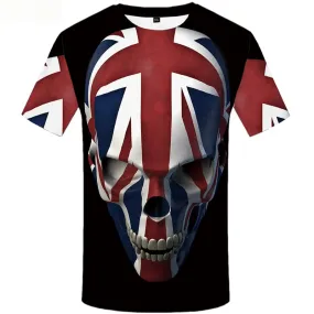 Skull T shirts Men Black Tshirts Cool Gothic T-shirts 3d Punk Rock T shirts Funny United Kingdom Tshirt Anime Short Sleeve