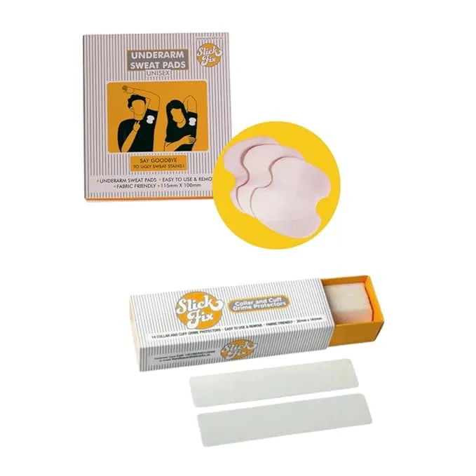 SlicFix Hygiene Pack: Underarm Sweat Pads & Cuff and Collar Protectors Combo