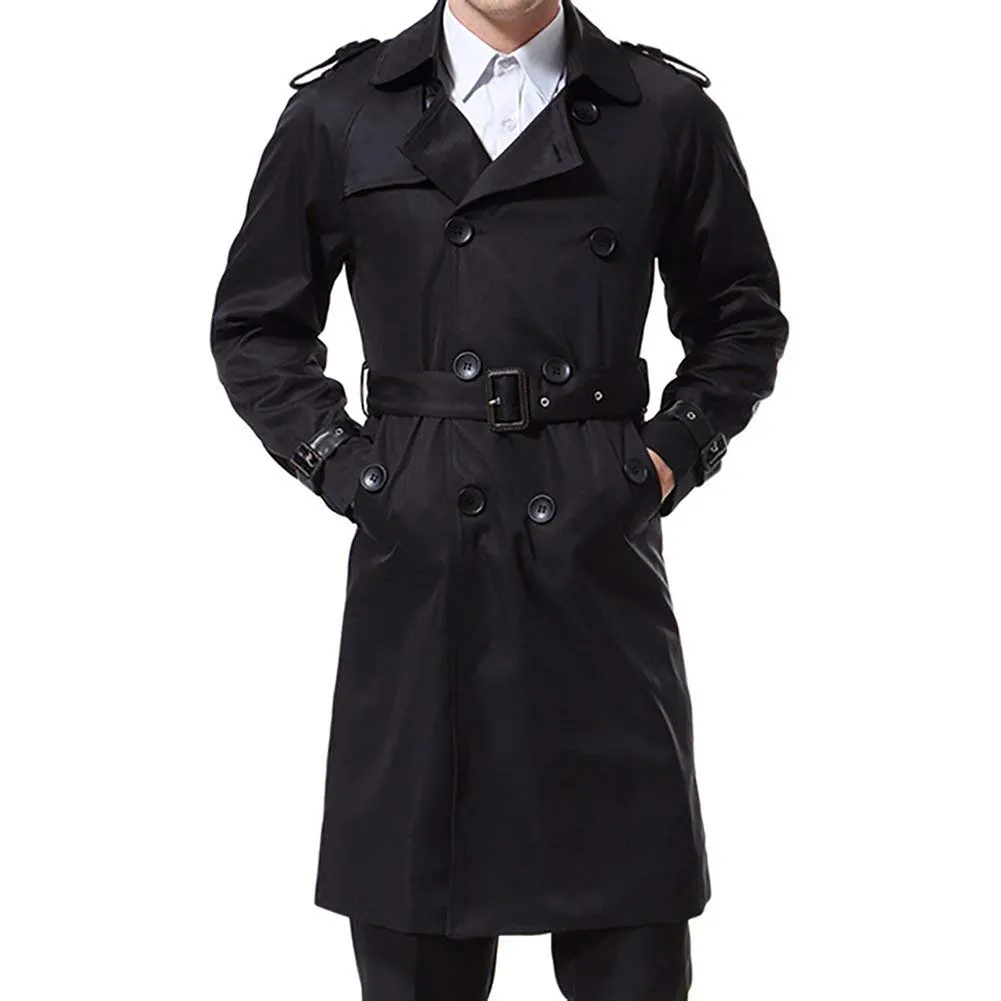 Slim Fit Belted Trench Coat Black