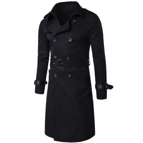 Slim Fit Belted Trench Coat Black