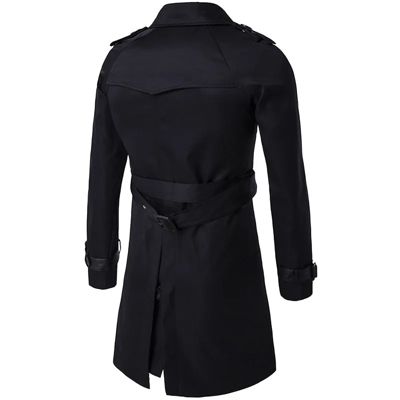 Slim Fit Belted Trench Coat Black