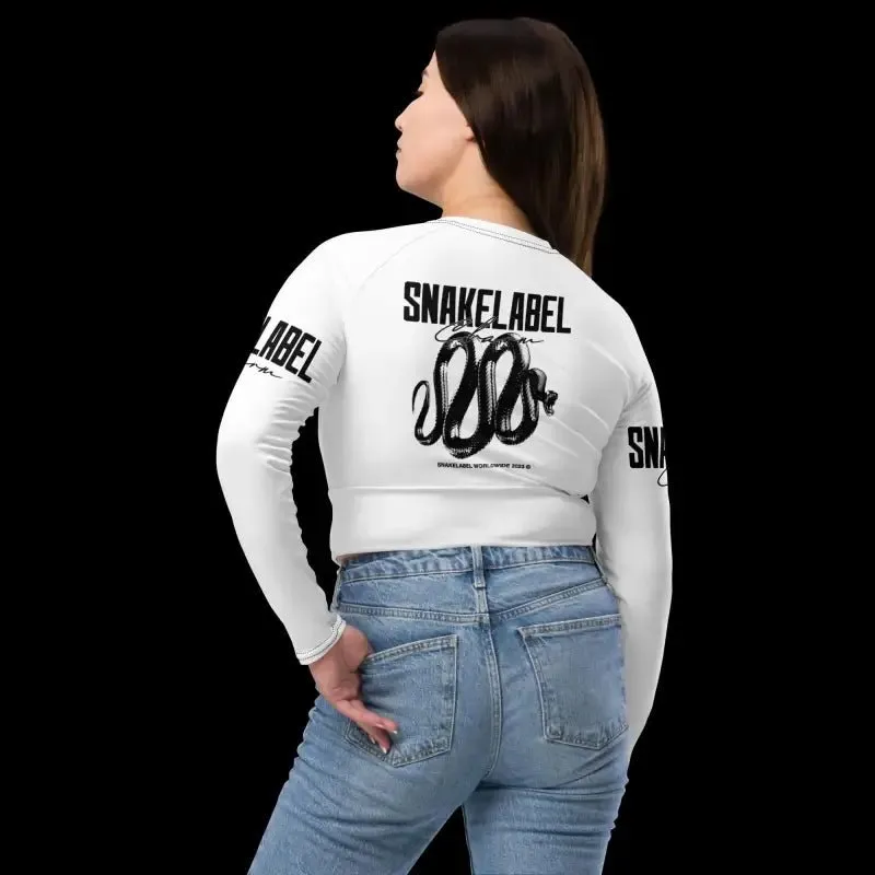 Snake Long-Sleeve Crop Top with UPF 50  Protection & Raglan Sleeves for Eco-Friendly Style