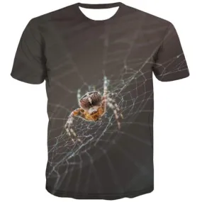 Spider T shirts Men Animal Tshirts Casual Harajuku Shirt Print Funny Tshirts Novelty Black T-shirts Graphic Short Sleeve