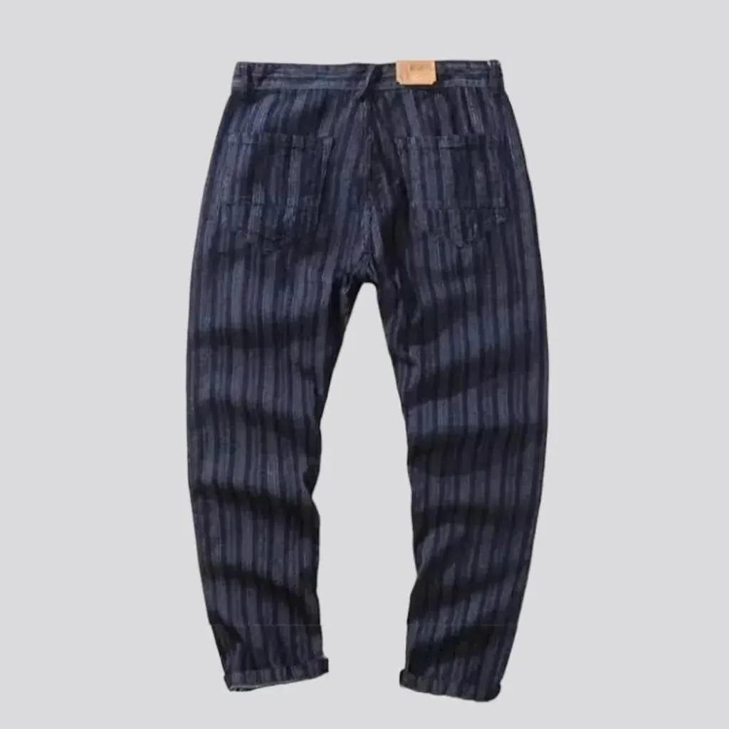 Street dark-blue men's jeans pants