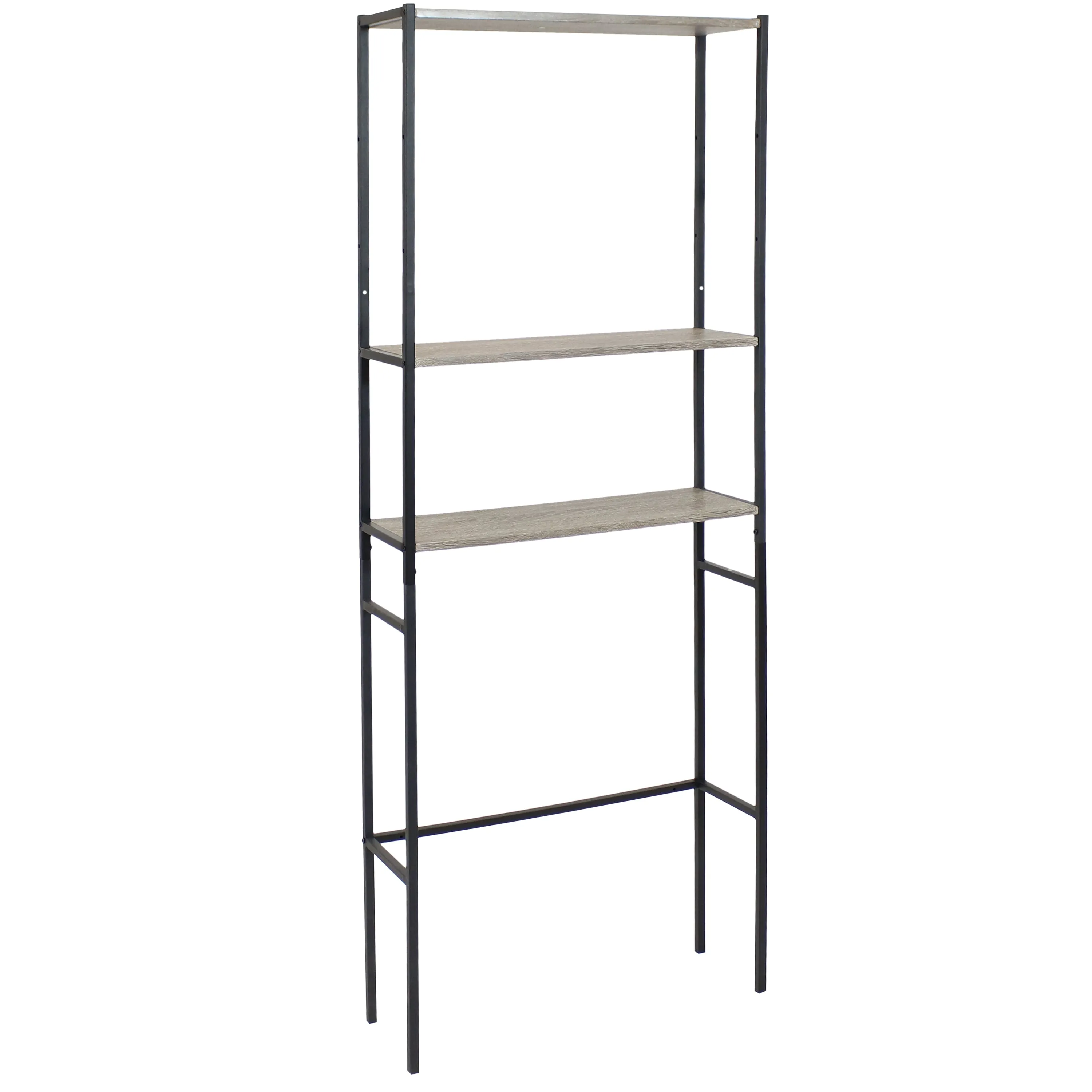 Sunnydaze 3-Tier Black Over-the-Toilet Storage Shelf - 71"