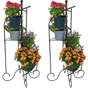 Sunnydaze 4-Tier Spiral Staircase Iron Plant Stand - Set of 2