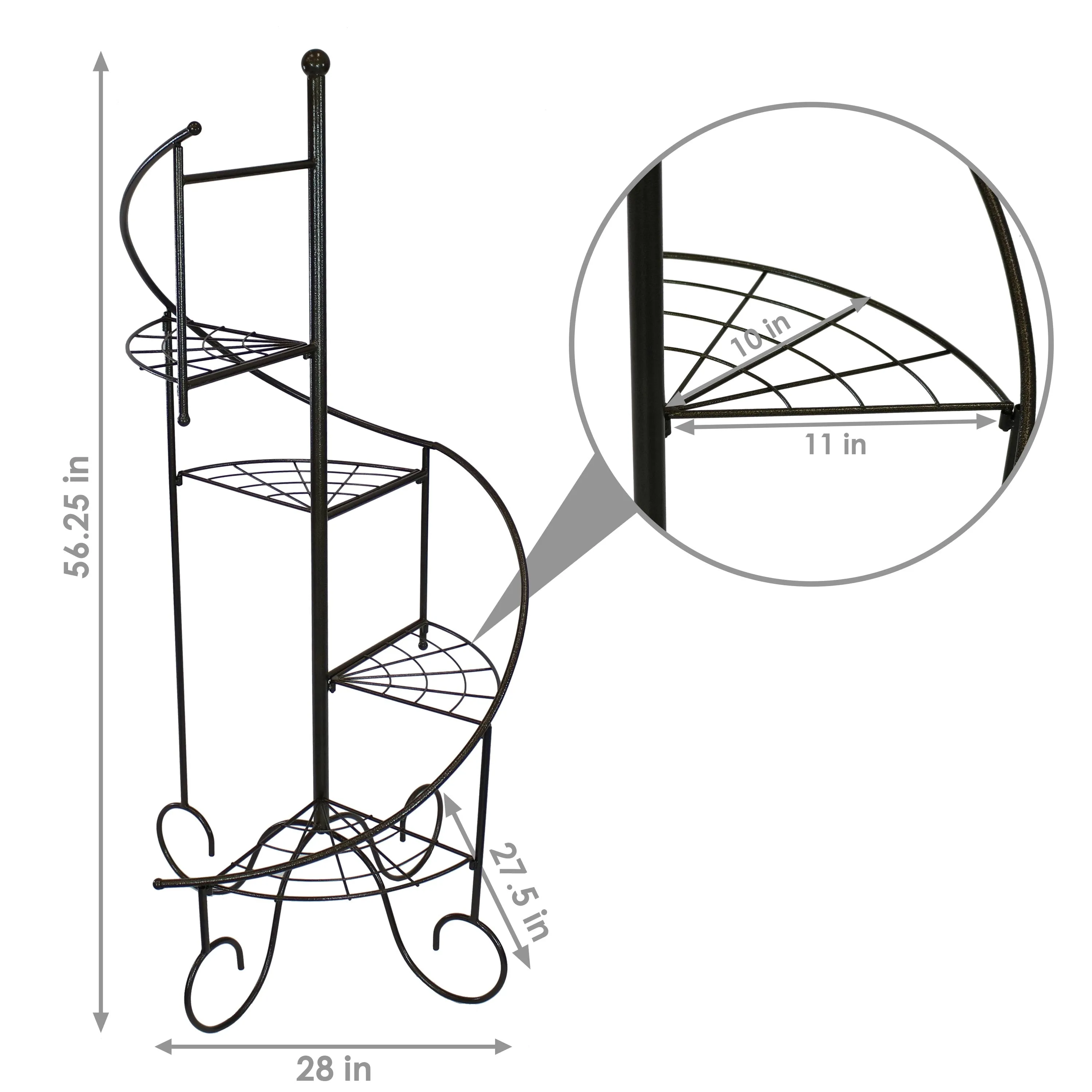 Sunnydaze 4-Tier Spiral Staircase Iron Plant Stand - Set of 2