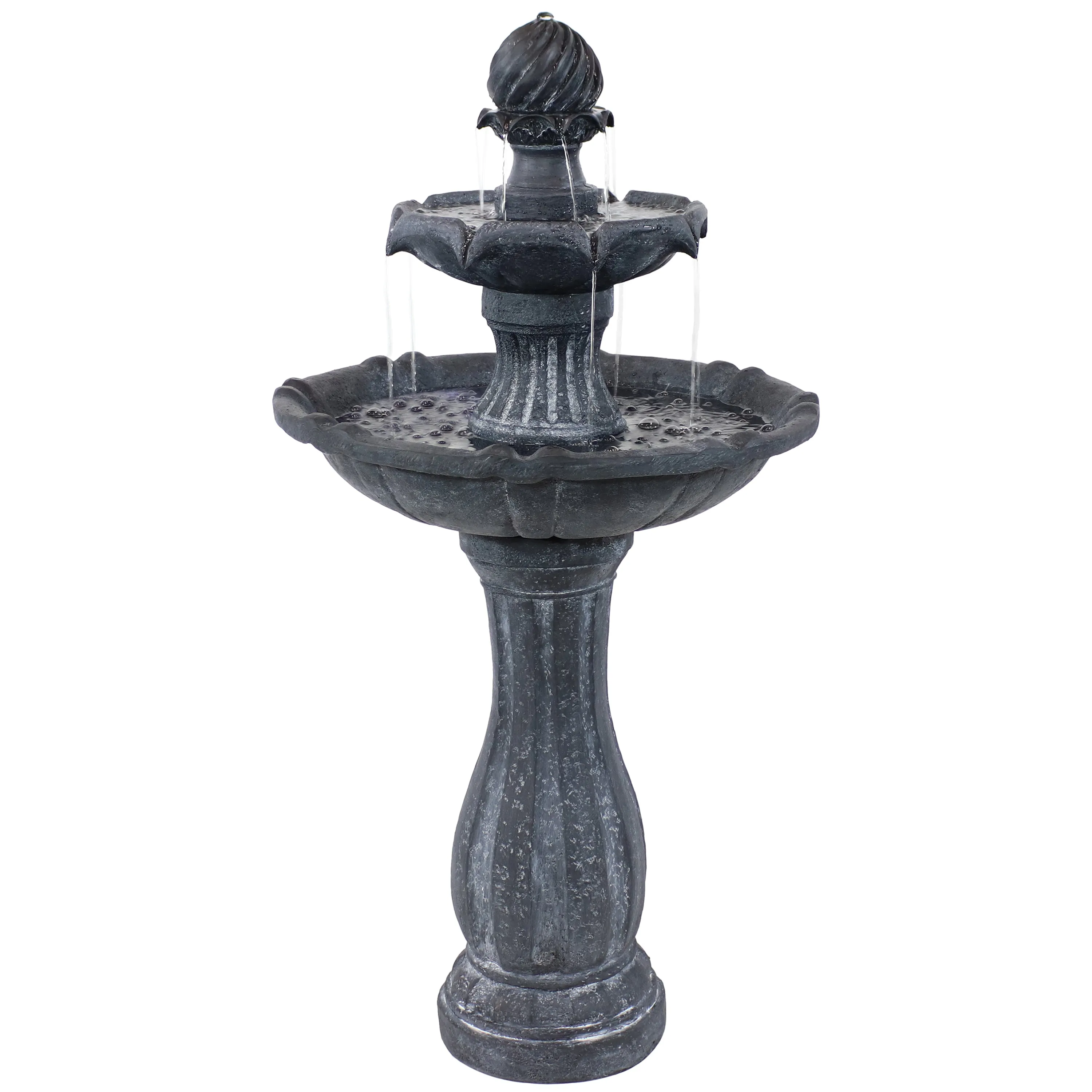 Sunnydaze 45" 2-Tier Arcade Solar Outdoor Water Fountain with LED