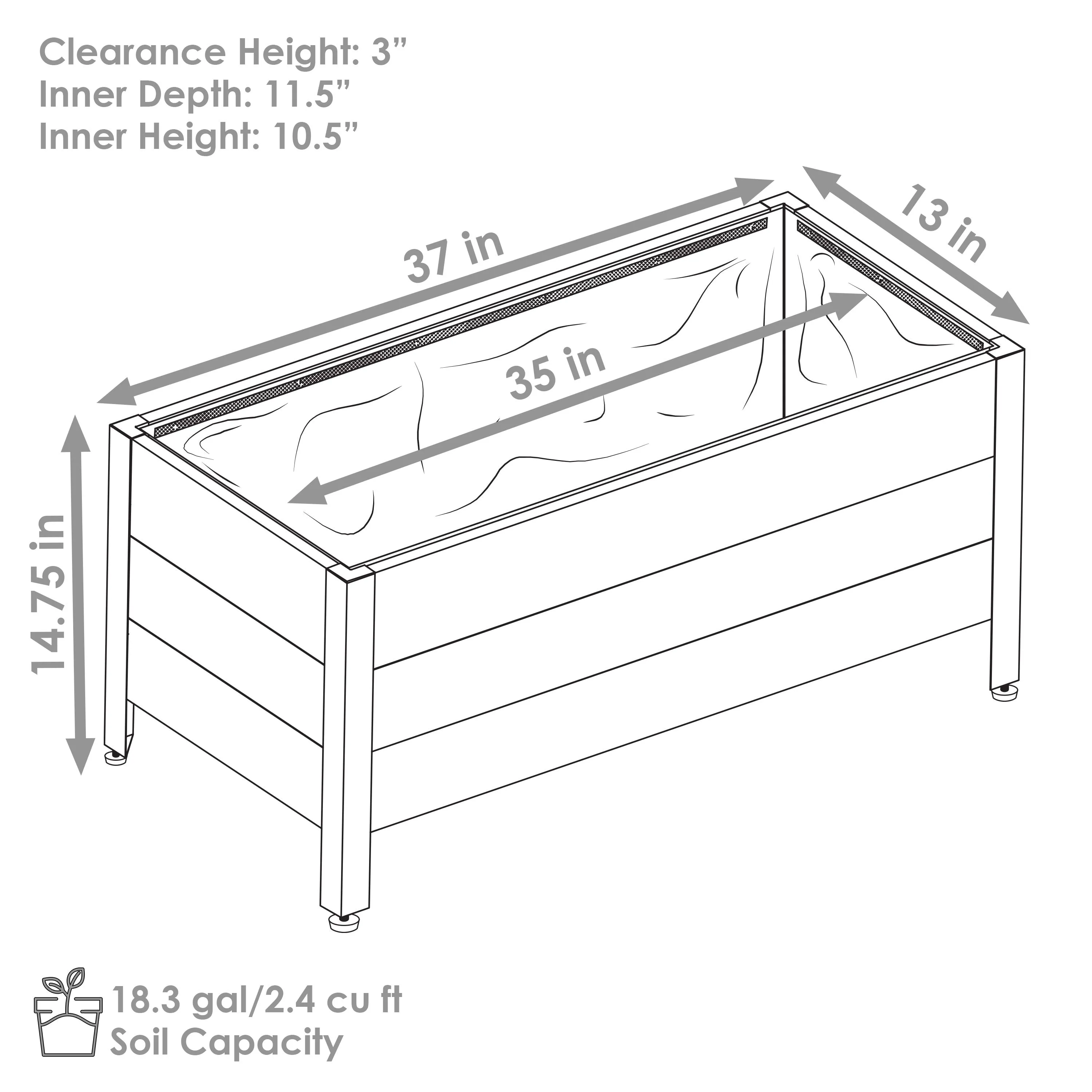 Sunnydaze Acacia Wood Raised Garden Bed Planter Box - 14.75" H