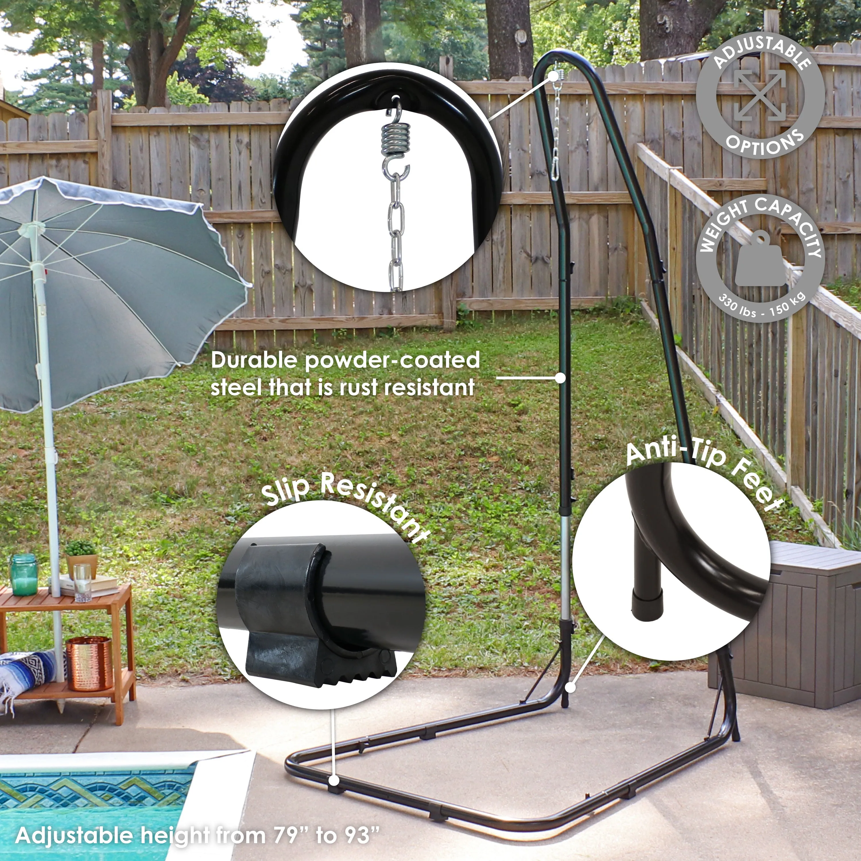 Sunnydaze Adjustable Heavy-Duty Hammock Chair Stand Only