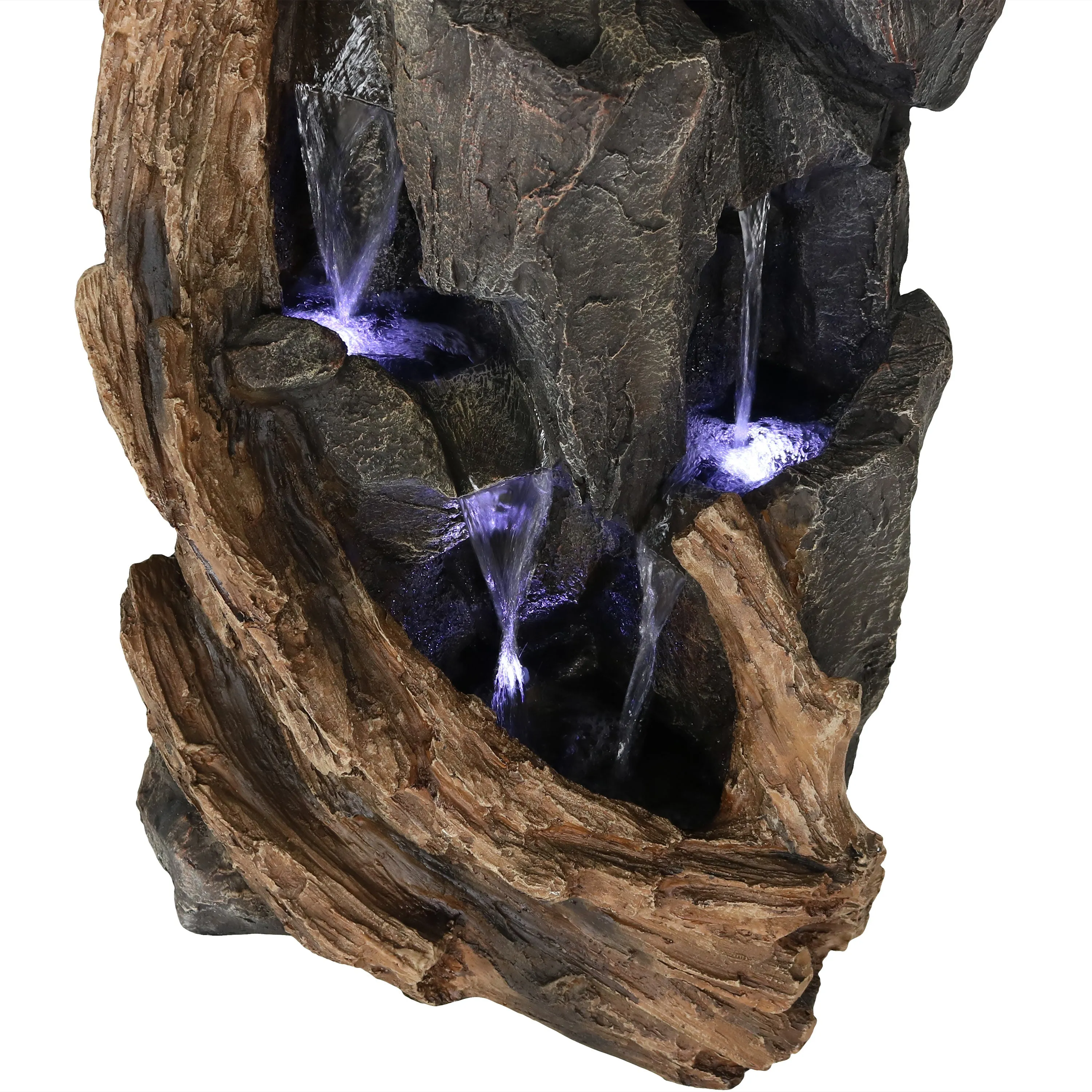 Sunnydaze Cascading Mountainside Outdoor Fountain with LED Light - 35"