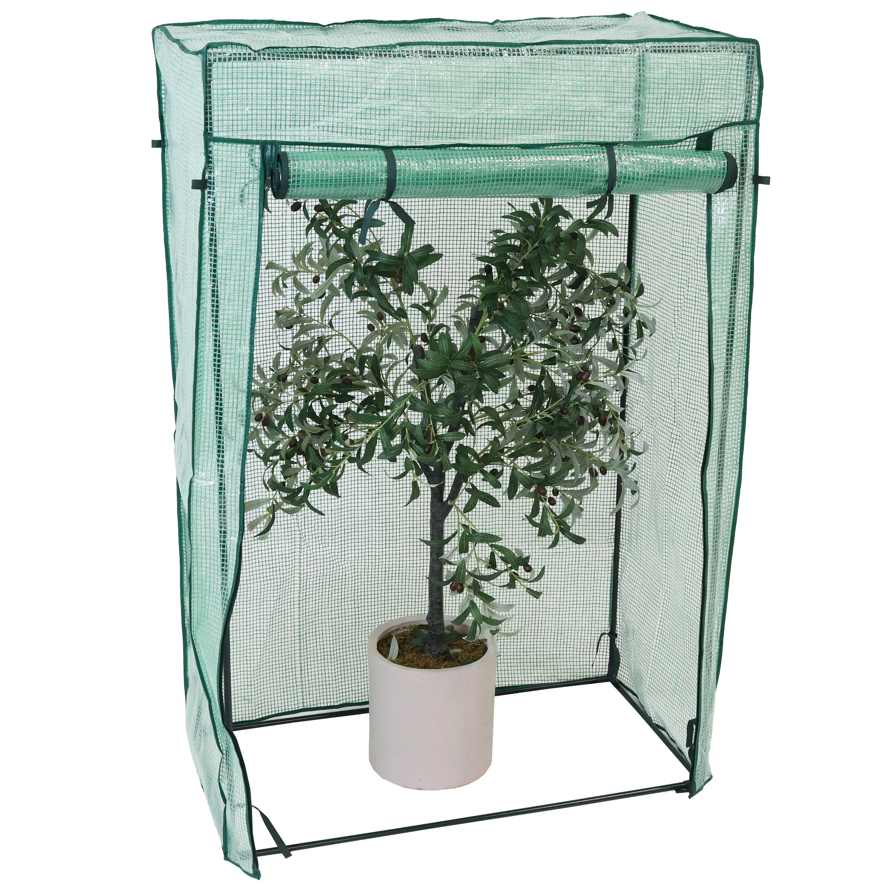 Sunnydaze Deluxe Potted Plant and Tomato Plant Greenhouse - Green