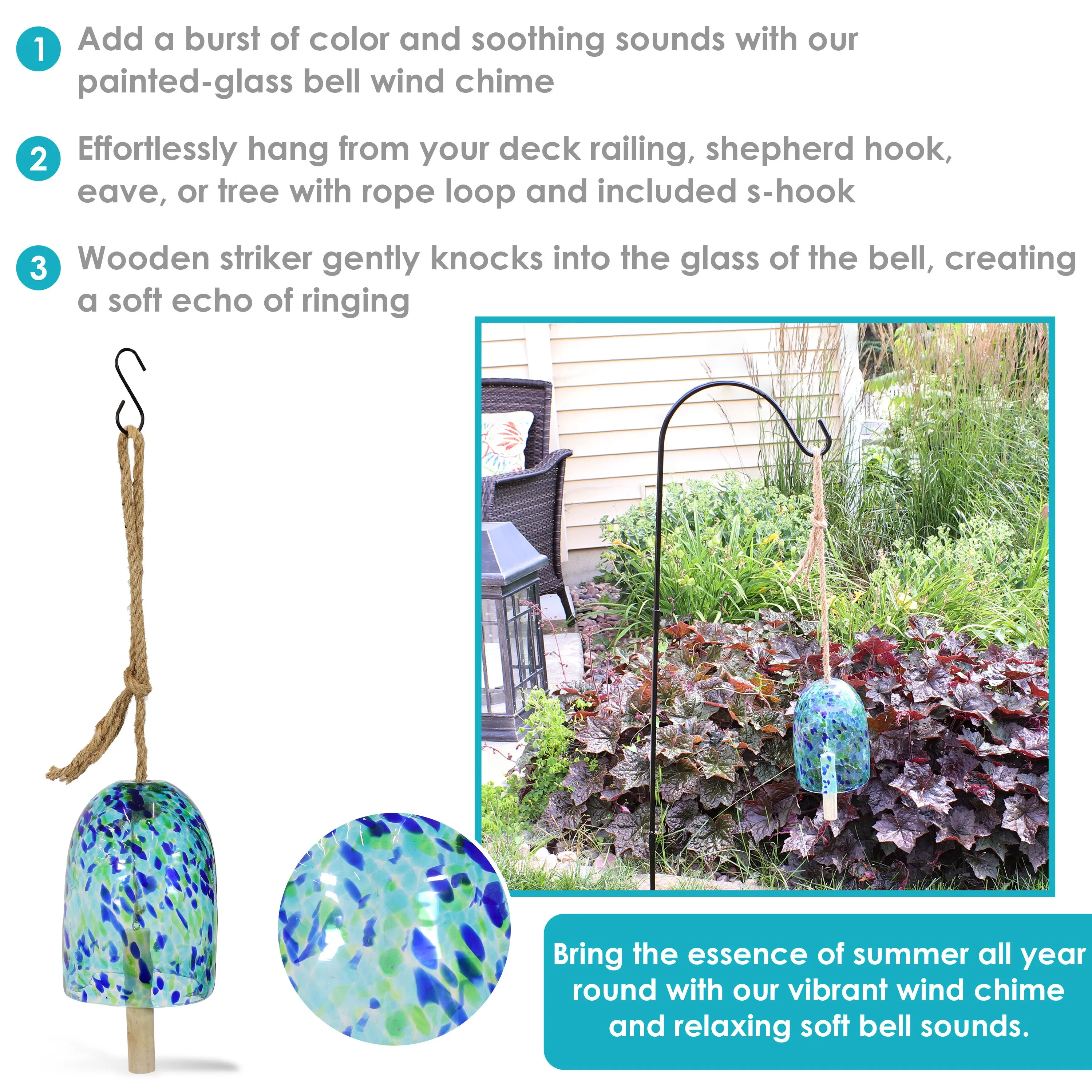 Sunnydaze Natural Melody Glass Wind Bell Chime