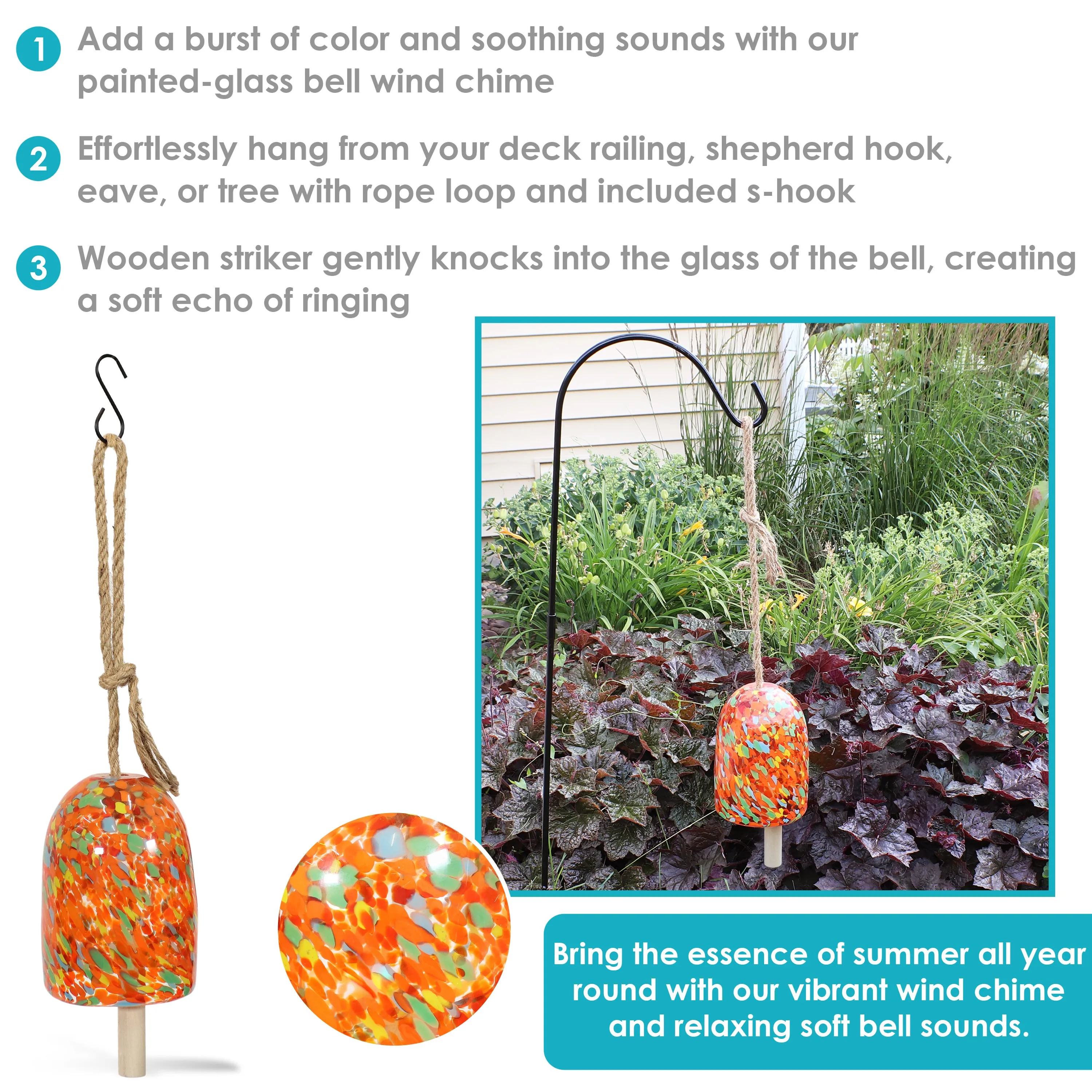 Sunnydaze Natural Melody Glass Wind Bell Chime