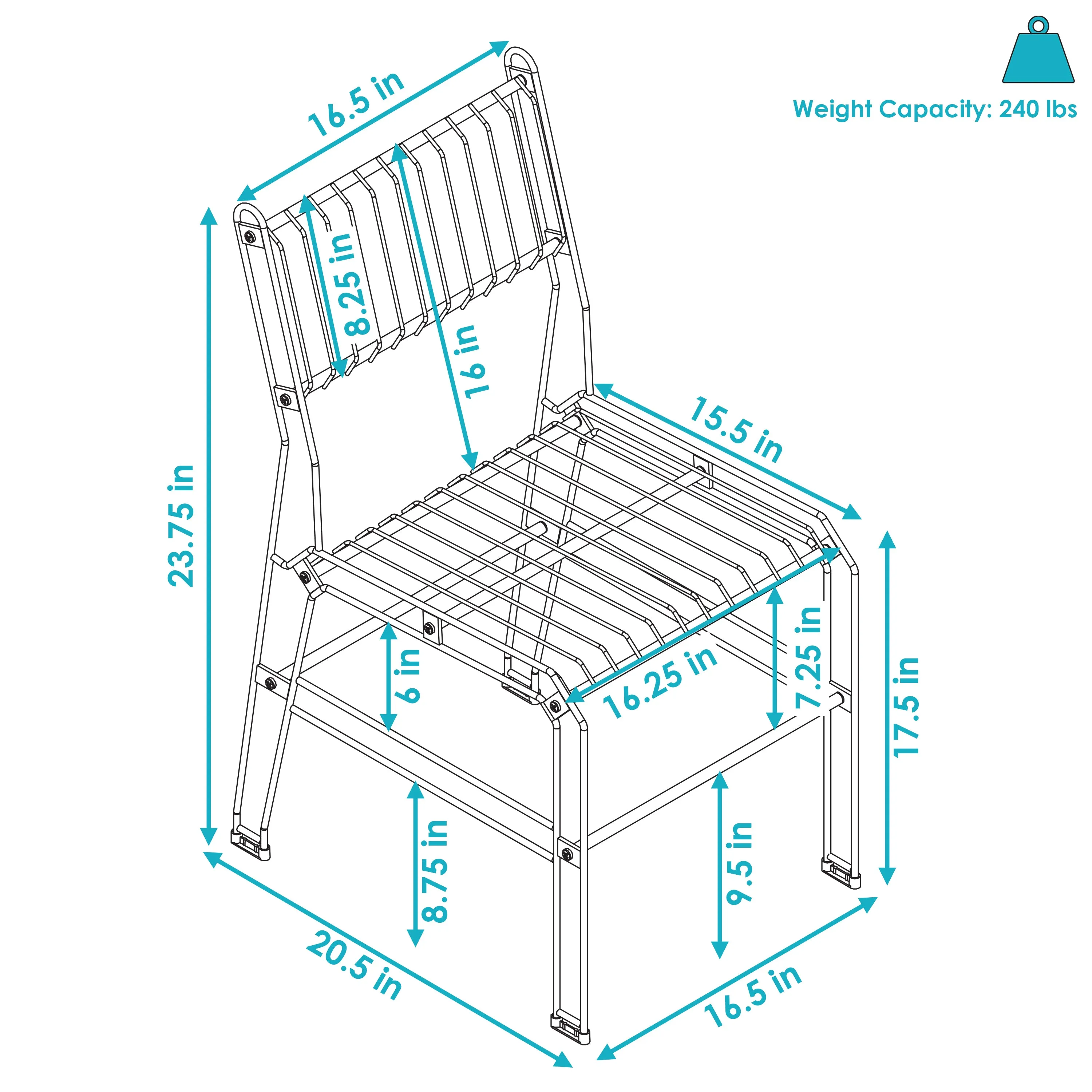 Sunnydaze Outdoor Modern Wire Metal Dining Chair - Black