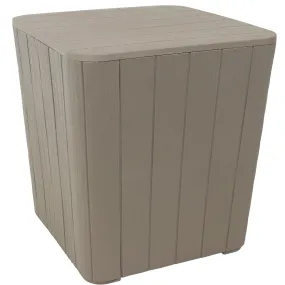 Sunnydaze Outdoor Side Table with Storage - Wood Look - 11.5 Gal.