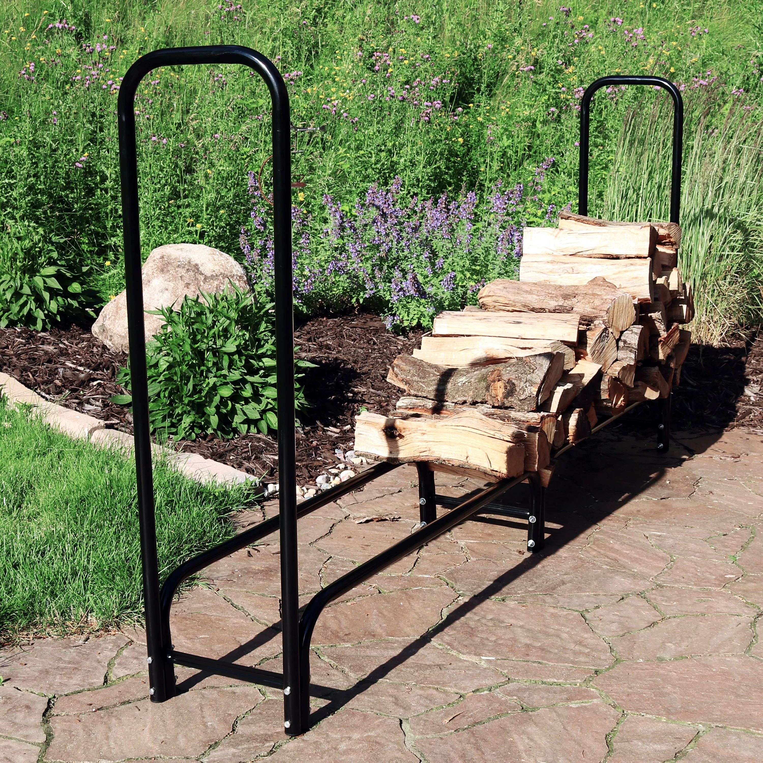 Sunnydaze Outdoor Steel Firewood Log Rack - 8'