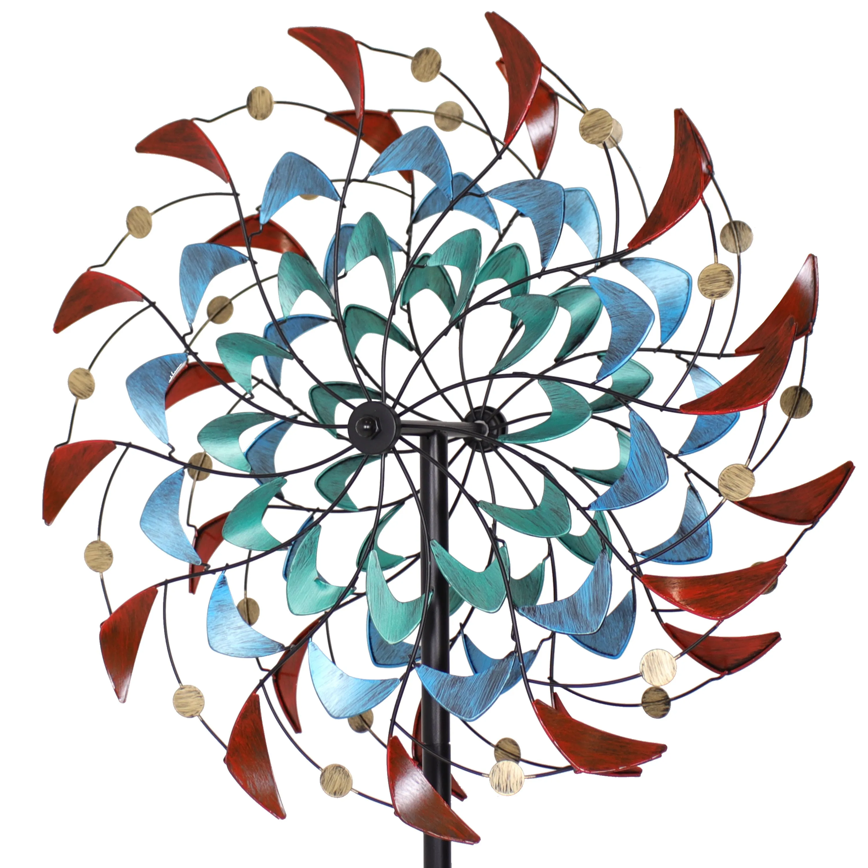 Sunnydaze Rainbow Breezes Metal Garden Wind Spinner - 84" H