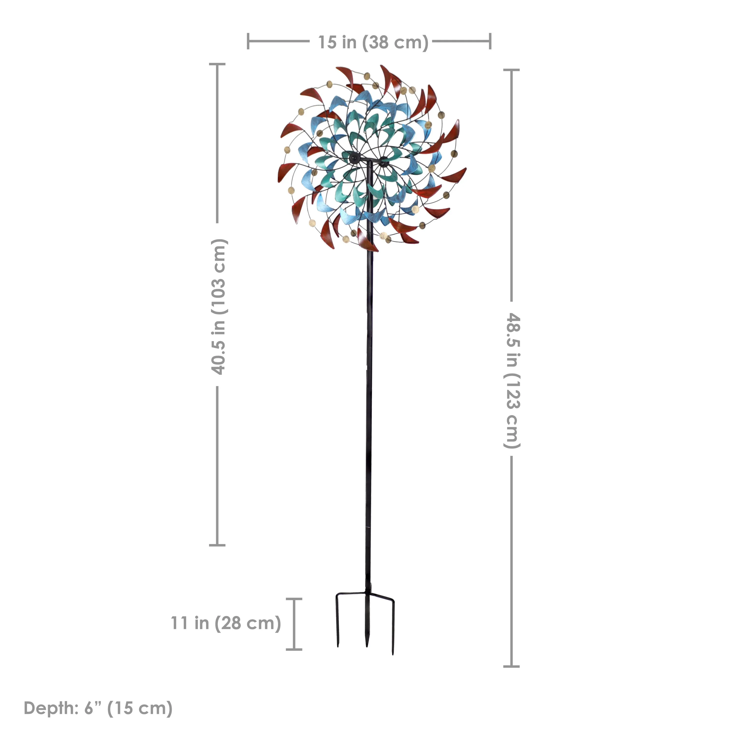 Sunnydaze Rainbow Breezes Metal Garden Wind Spinner - 84" H