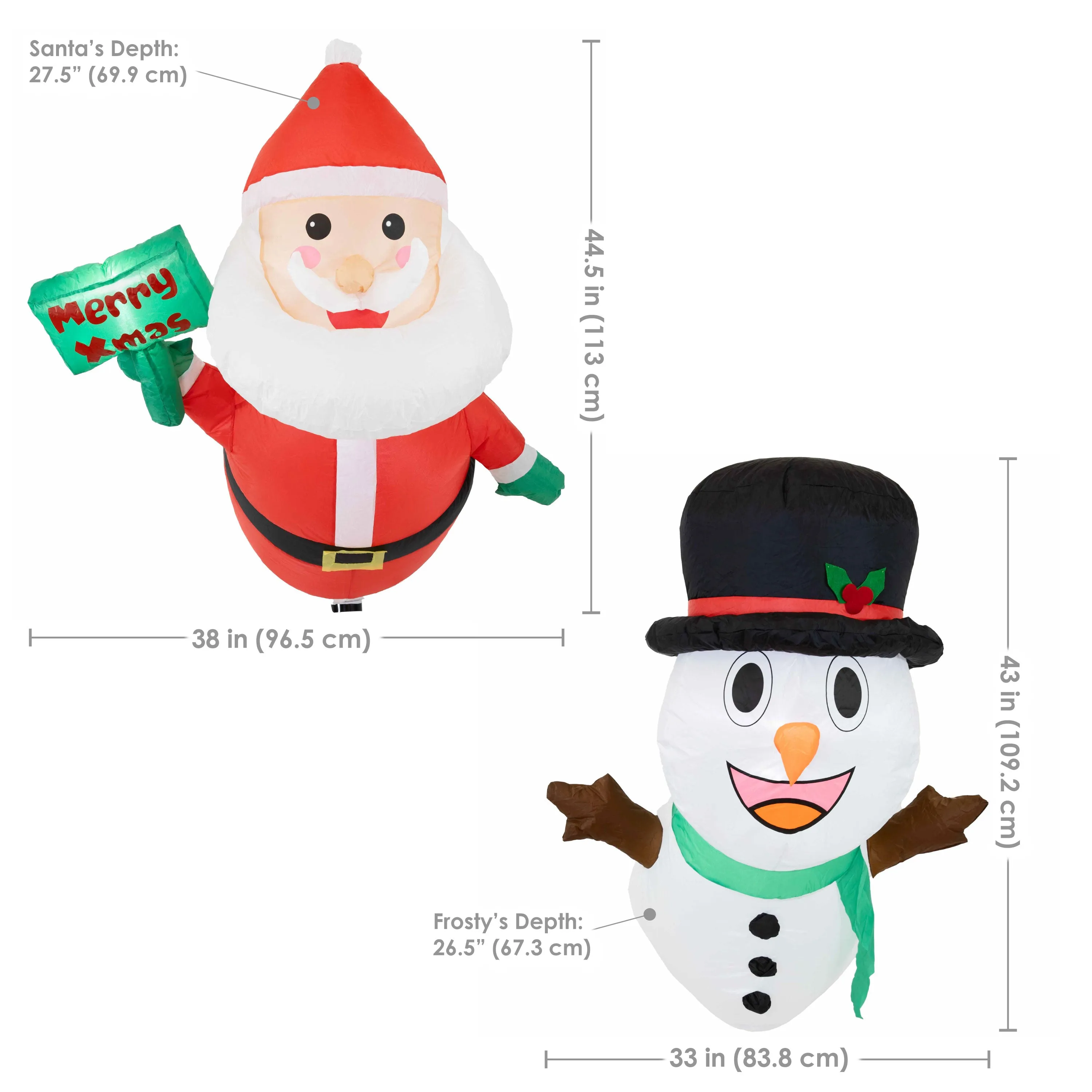 Sunnydaze Santa and Frosty Inflatable Christmas Decorations