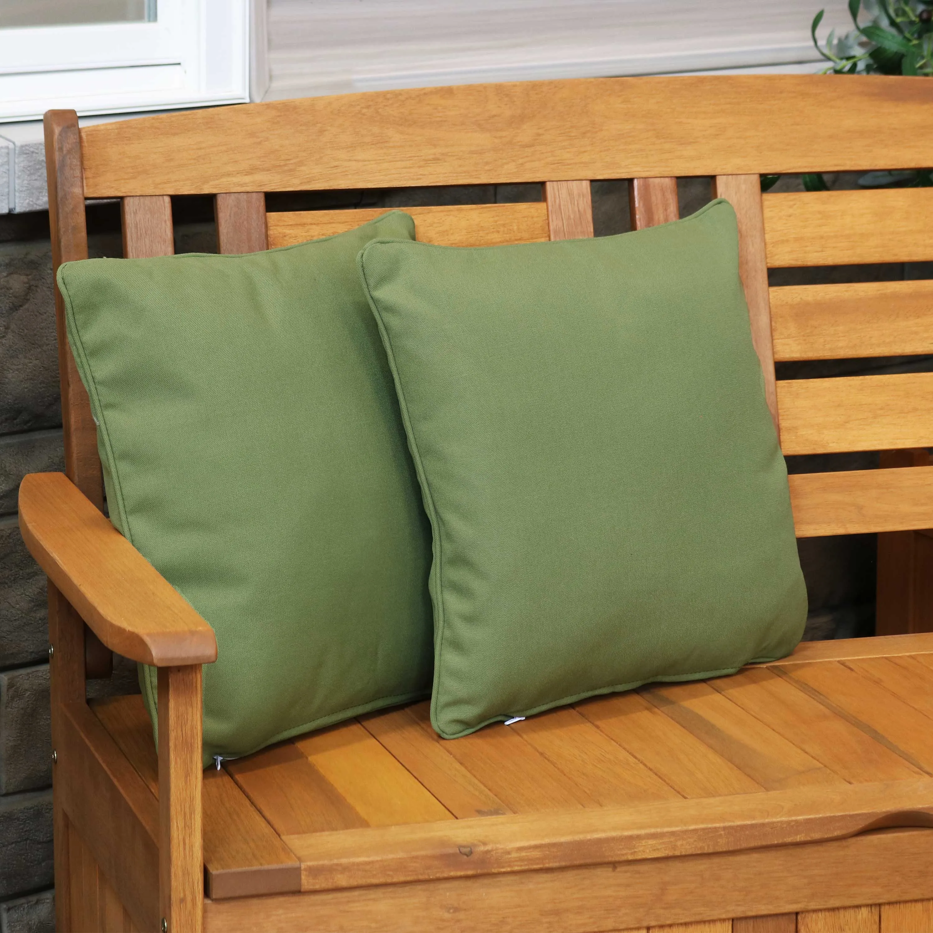 Sunnydaze Set of 2 Olefin Patio Outdoor Throw Pillows - 16" Square