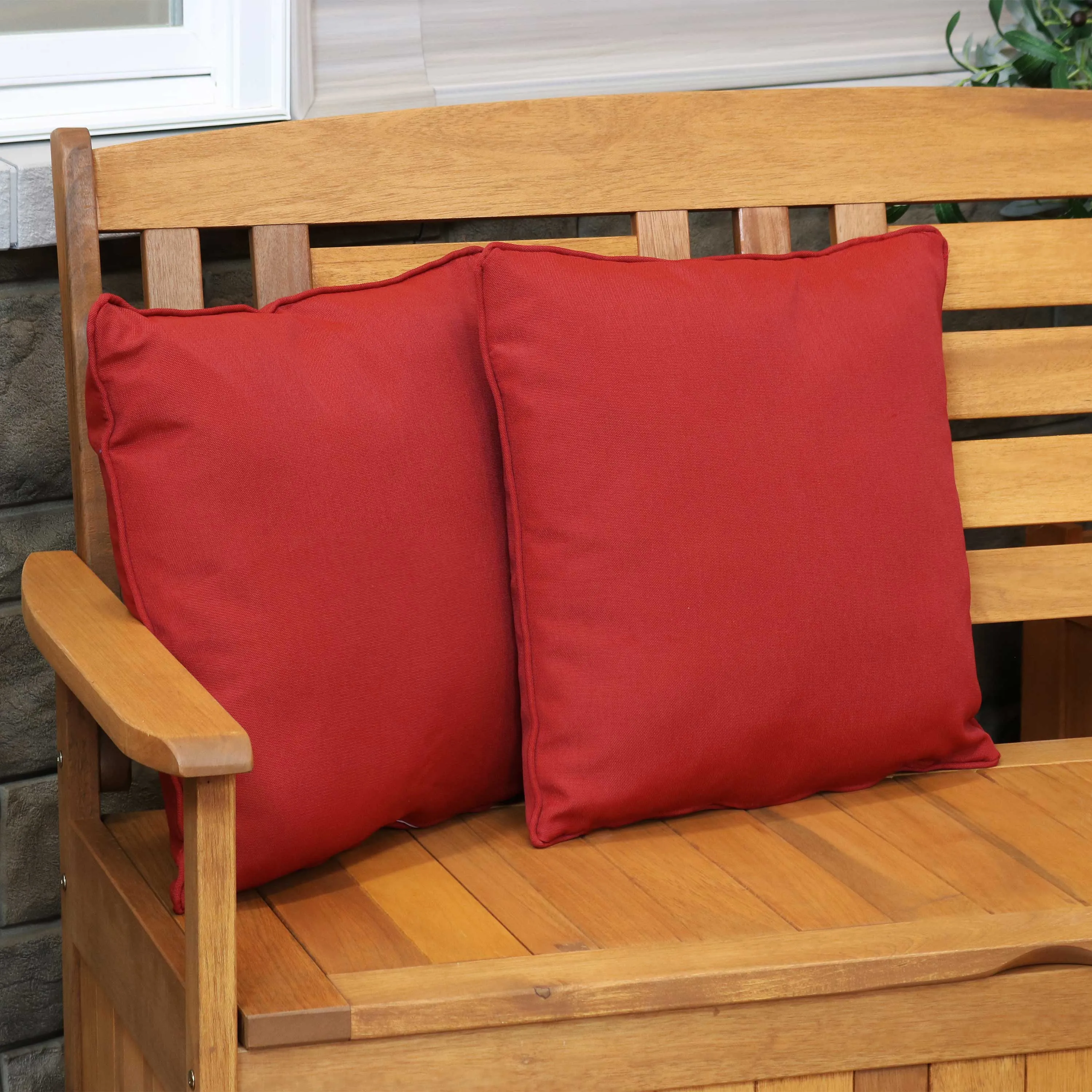 Sunnydaze Set of 2 Olefin Patio Outdoor Throw Pillows - 16" Square