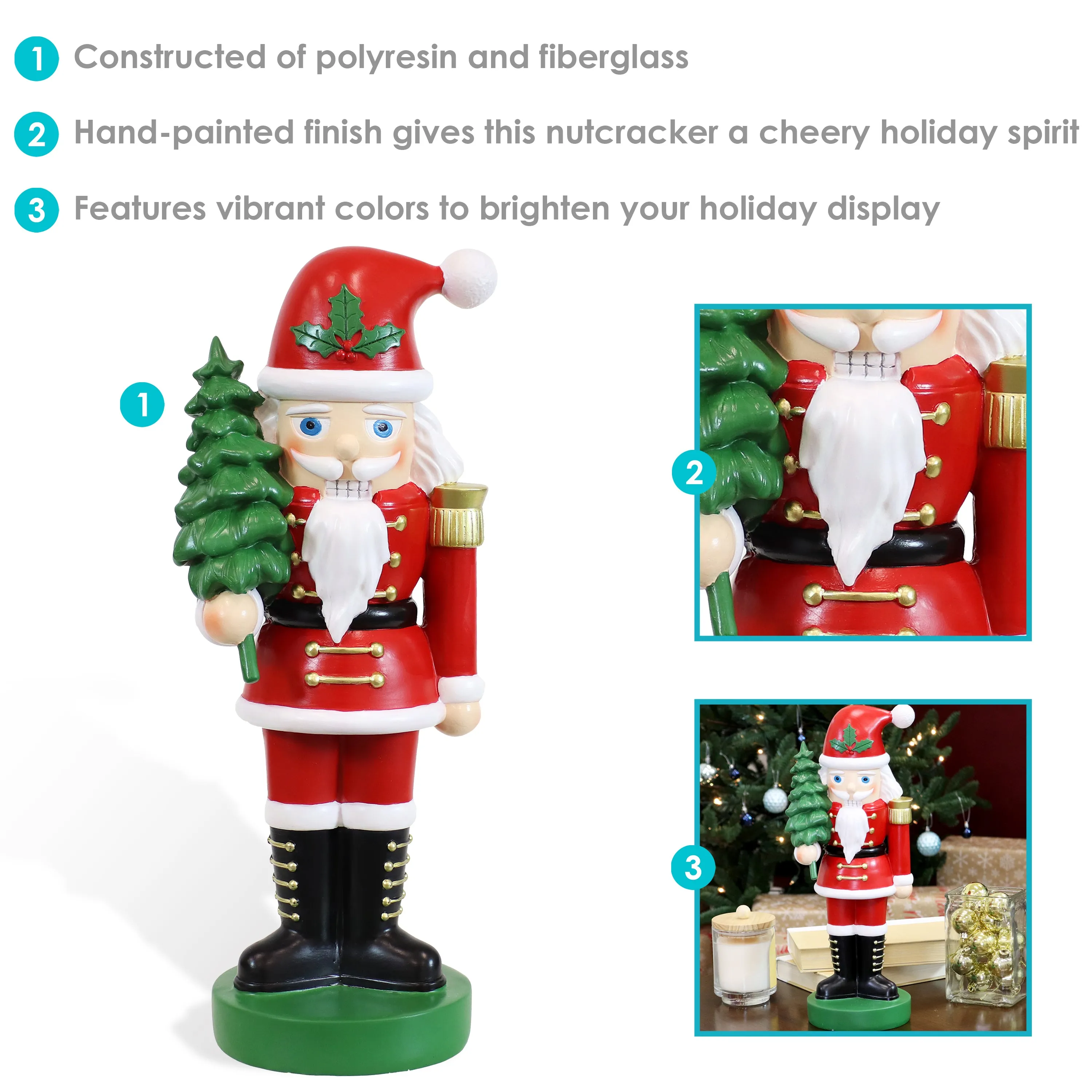 Sunnydaze Small Christmas Nutcracker Statue - Santa Claus - 16.75"