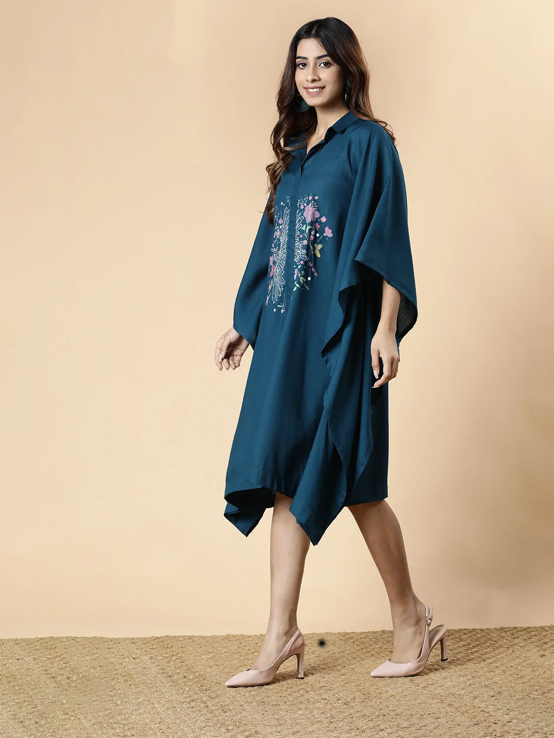 Teal Rayon Shirt-Kaftan - Phoenix