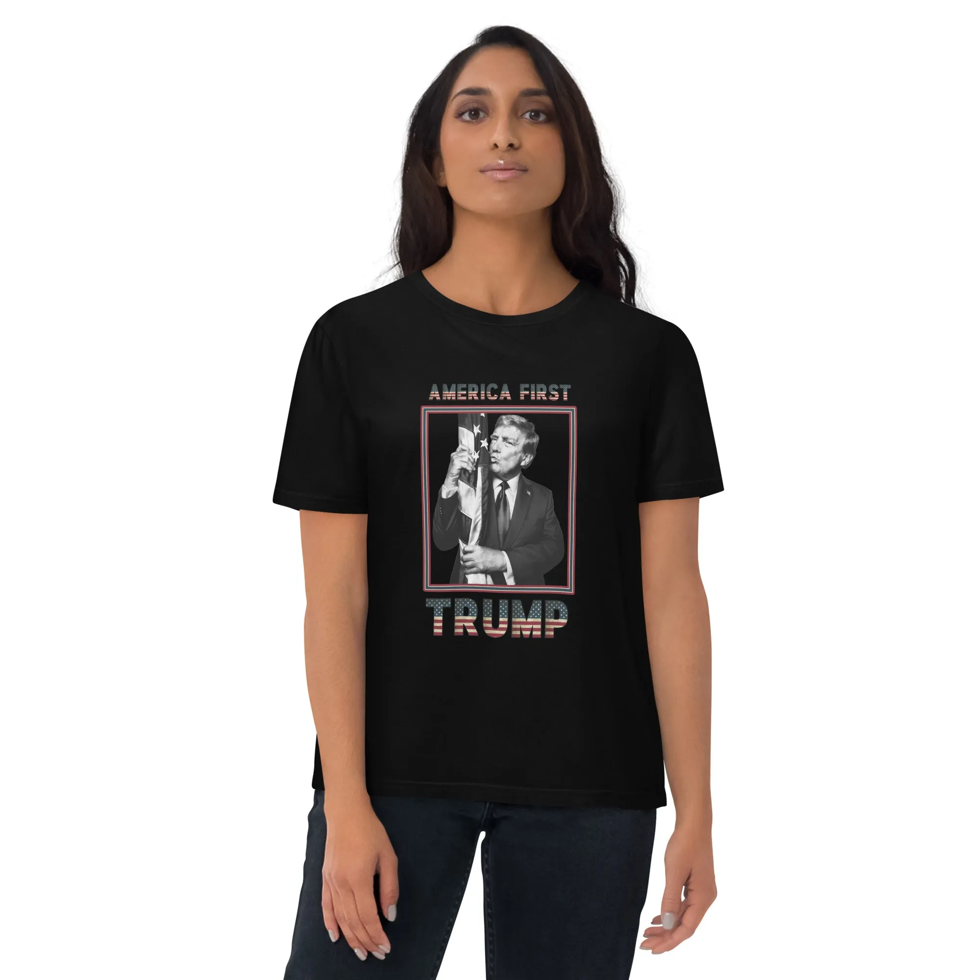 Trump America First Organic Cotton T-Shirt – Unisex & Eco-Friendly