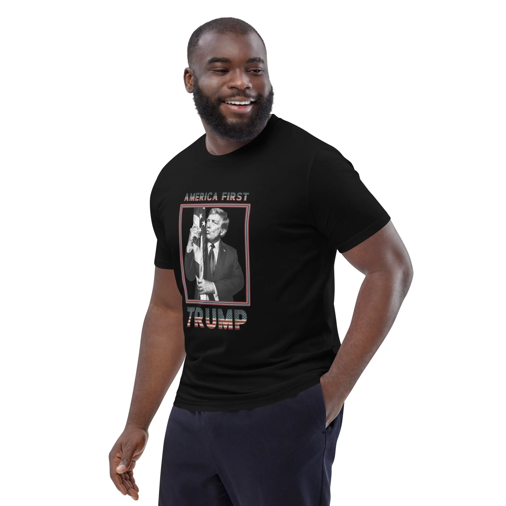 Trump America First Organic Cotton T-Shirt – Unisex & Eco-Friendly