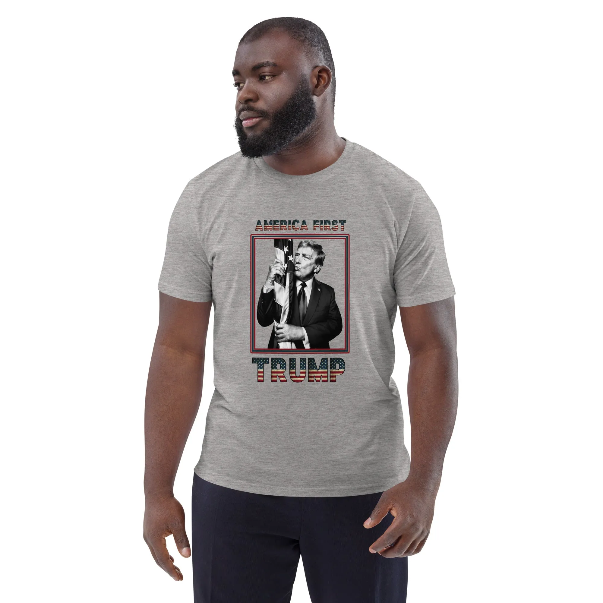 Trump America First Organic Cotton T-Shirt – Unisex & Eco-Friendly