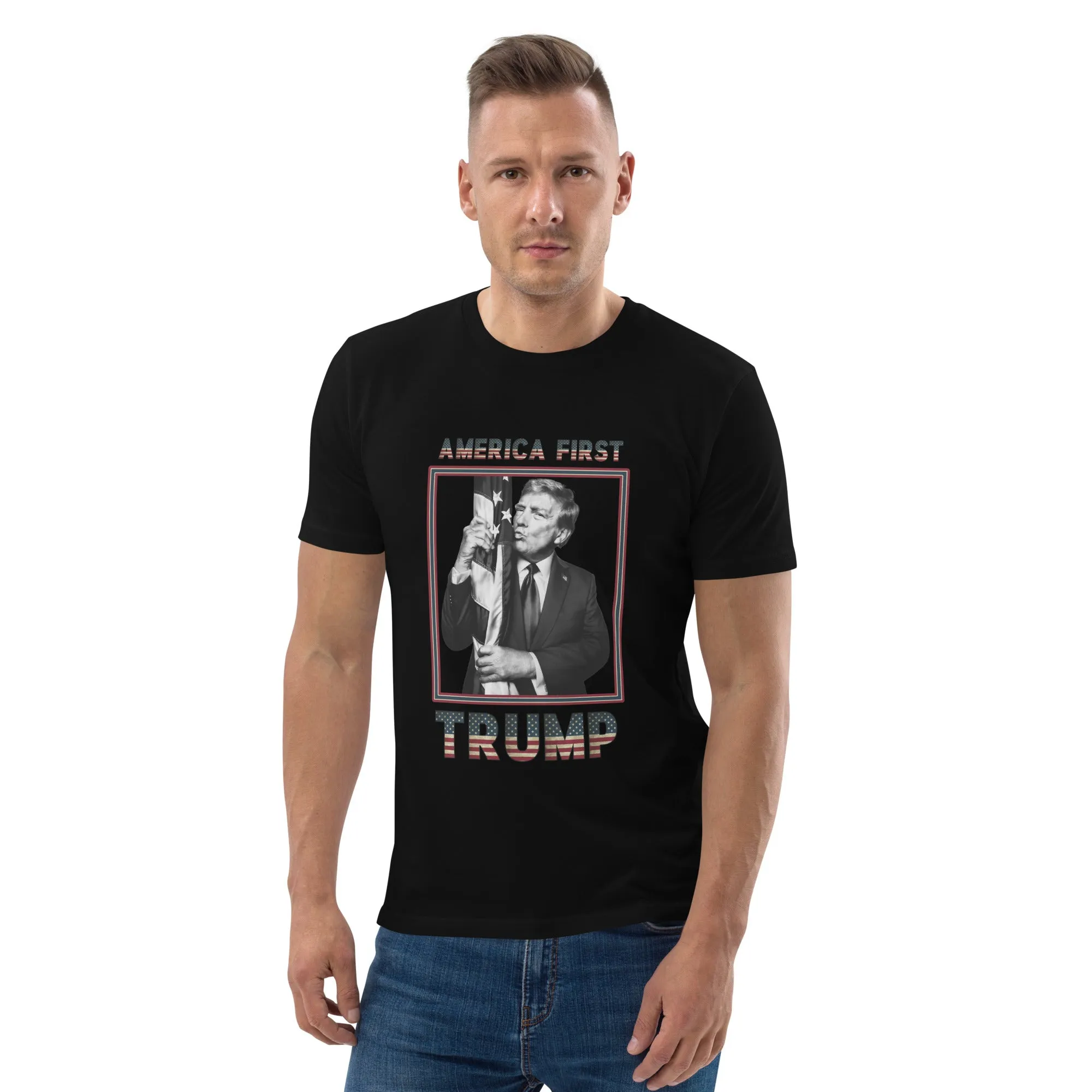 Trump America First Organic Cotton T-Shirt – Unisex & Eco-Friendly